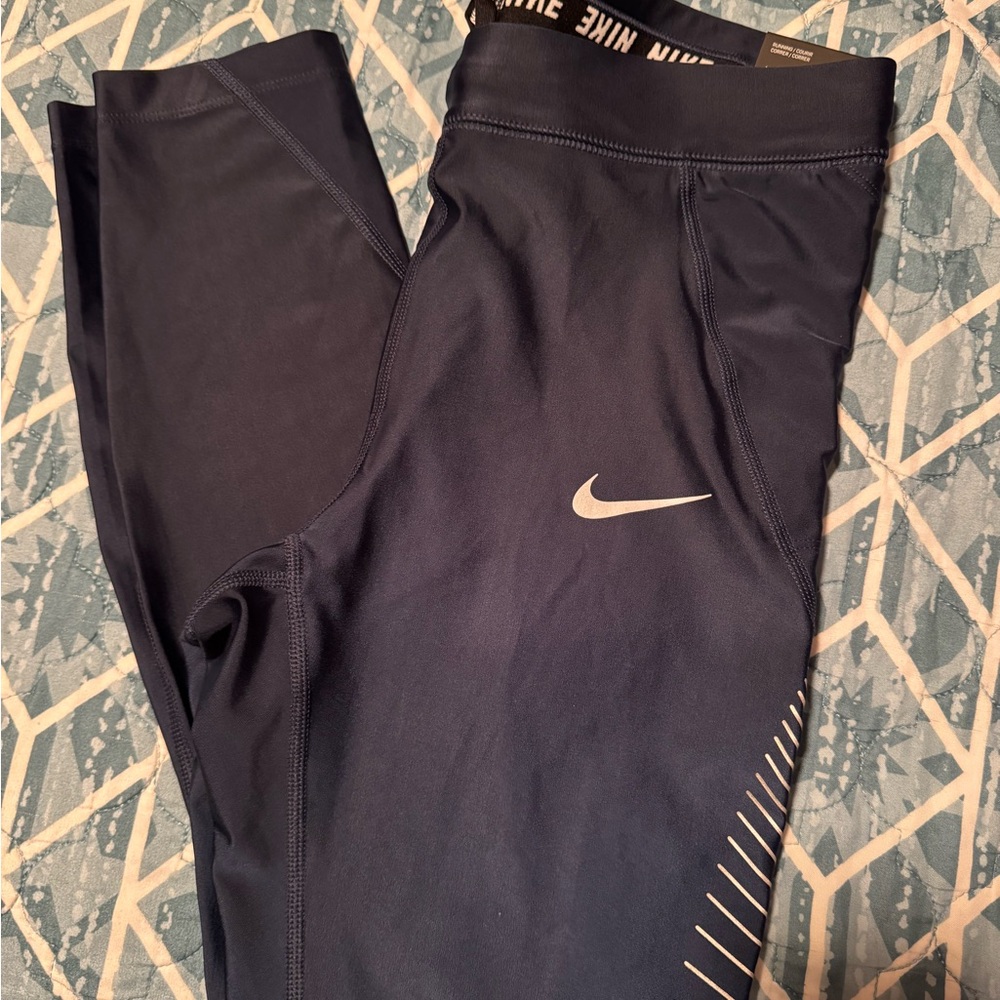 Nike Speed Tight FitDark Blue Leggings with White Accents